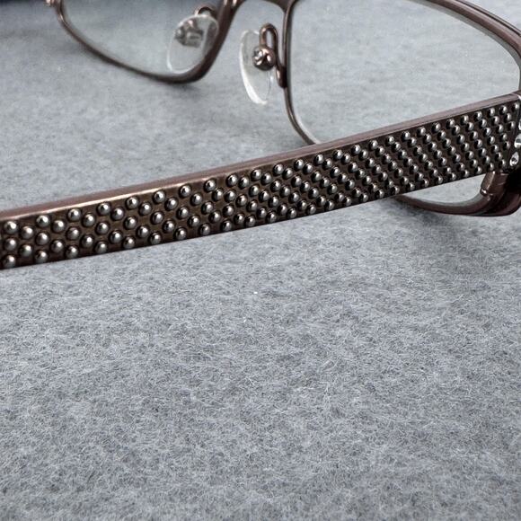 Jill Stuart Eyeglasses Womens Brown Studded Rectangle JS005-1 50-17-135 w/ Case - Picture 6 of 13